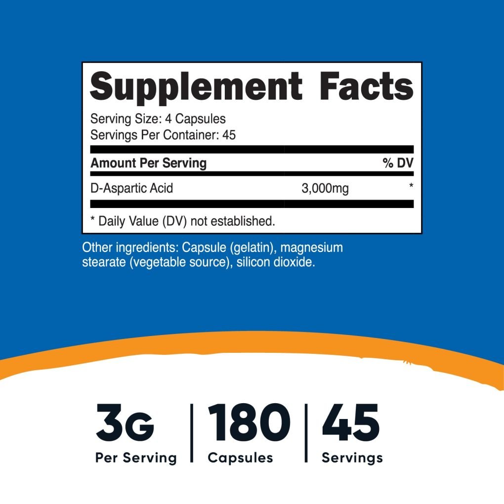 Nutricost D-Aspartic Acid Powder (300 Grams) - Image 2