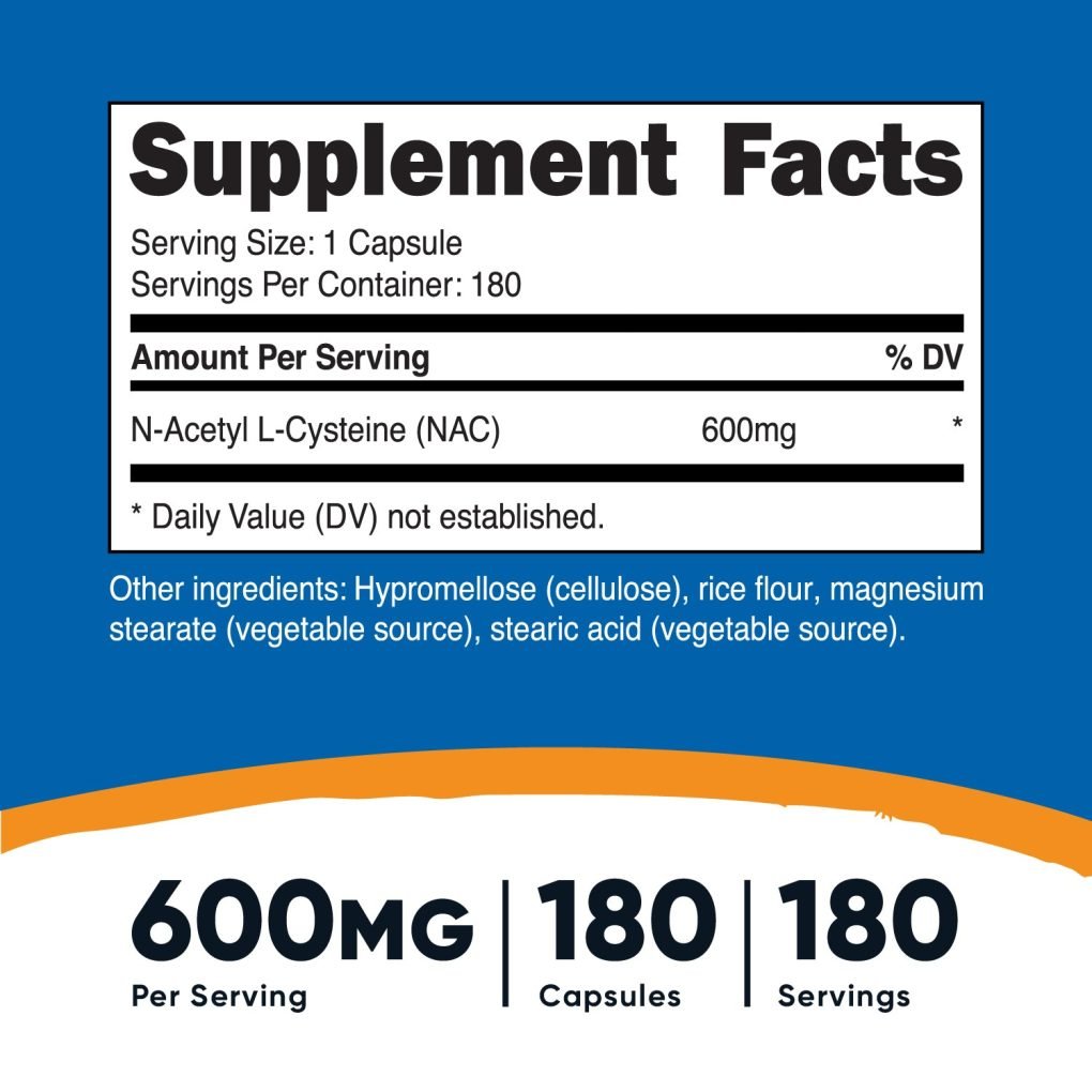 Nutricost N-Acetyl Cysteine (NAC) Capsules - Image 2