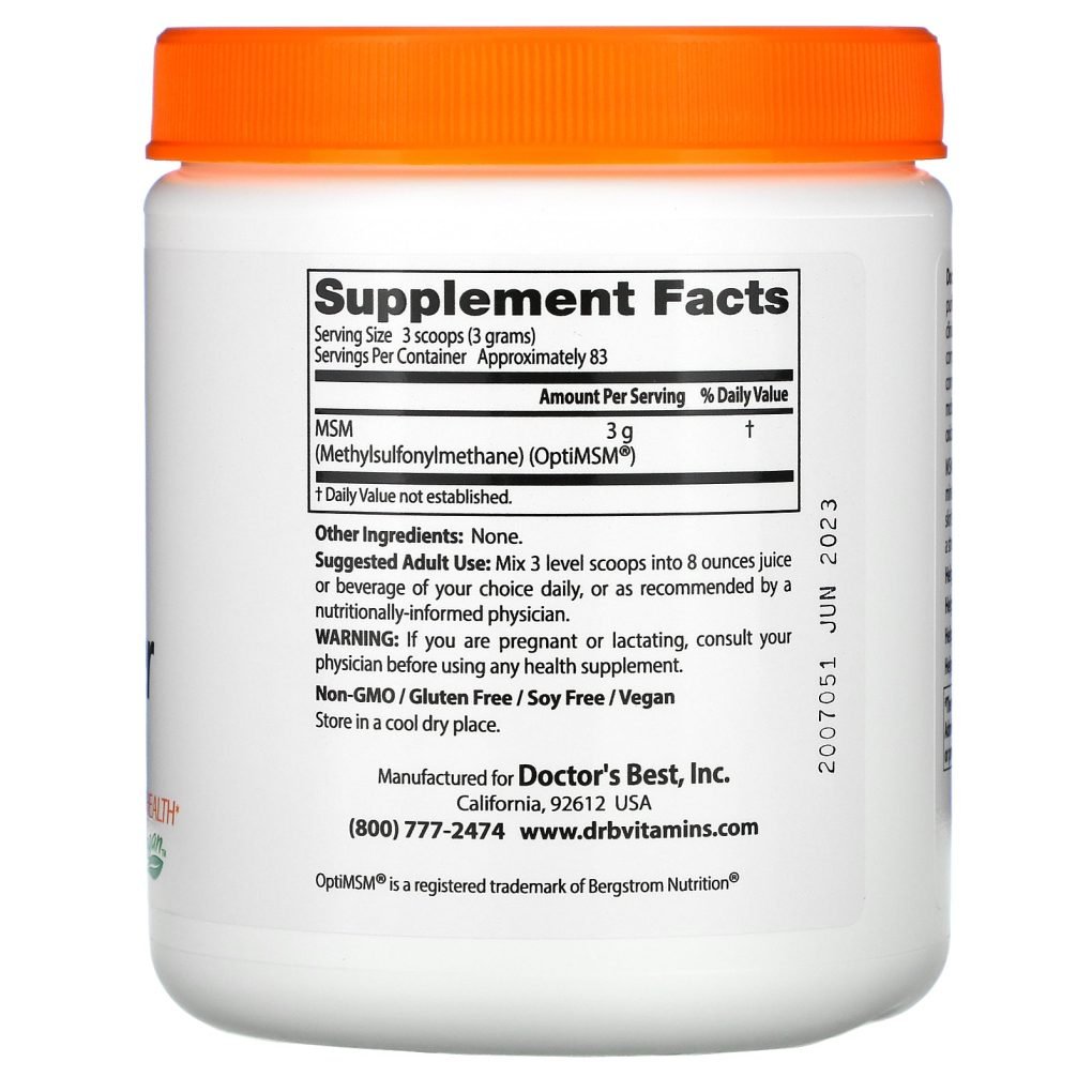 Doctor's Best MSM Powder with OptiMSM, 8.8 oz (250 g) - Image 2