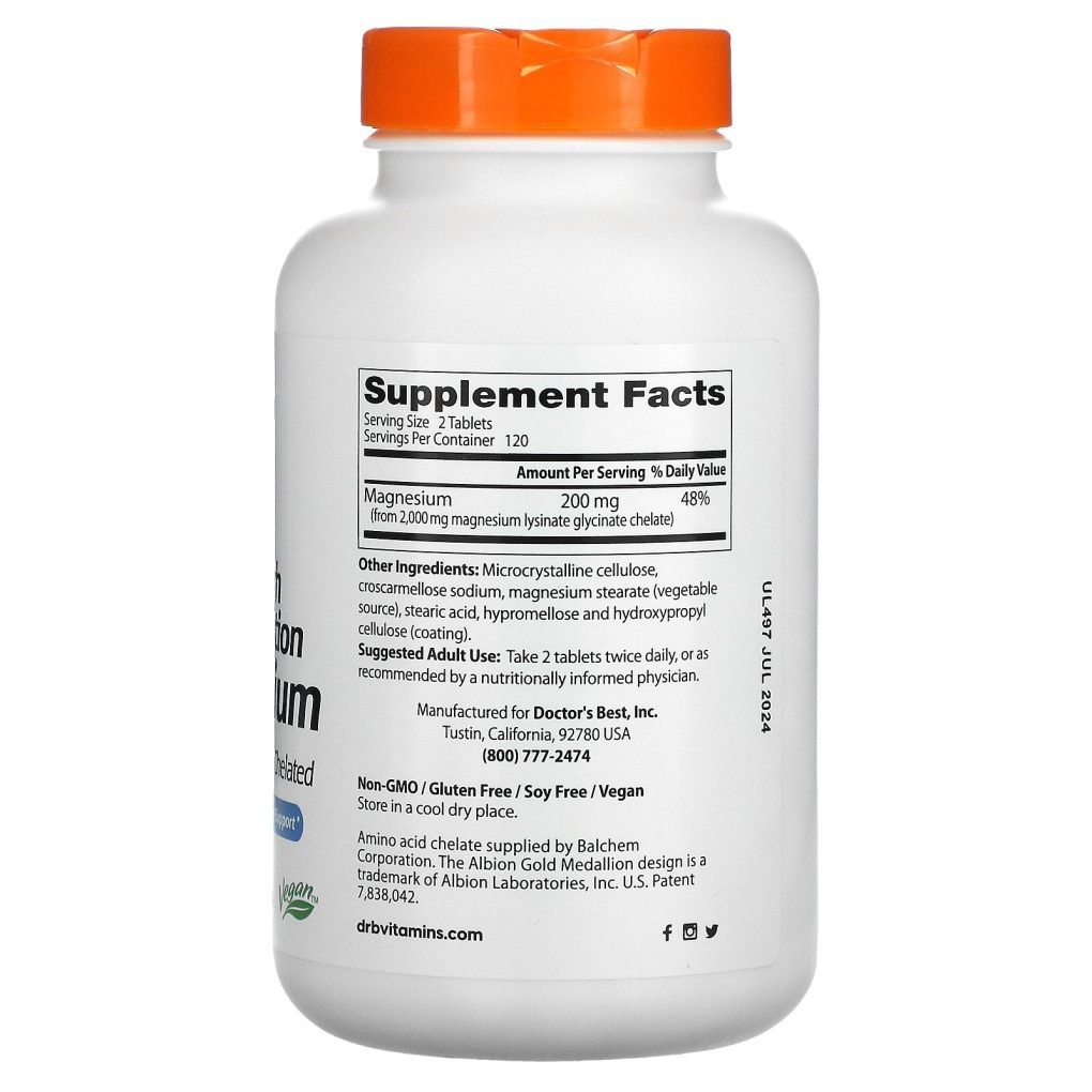 Doctor's Best High Absorption Magnesium, 100 mg, 240 Tablets - Image 2