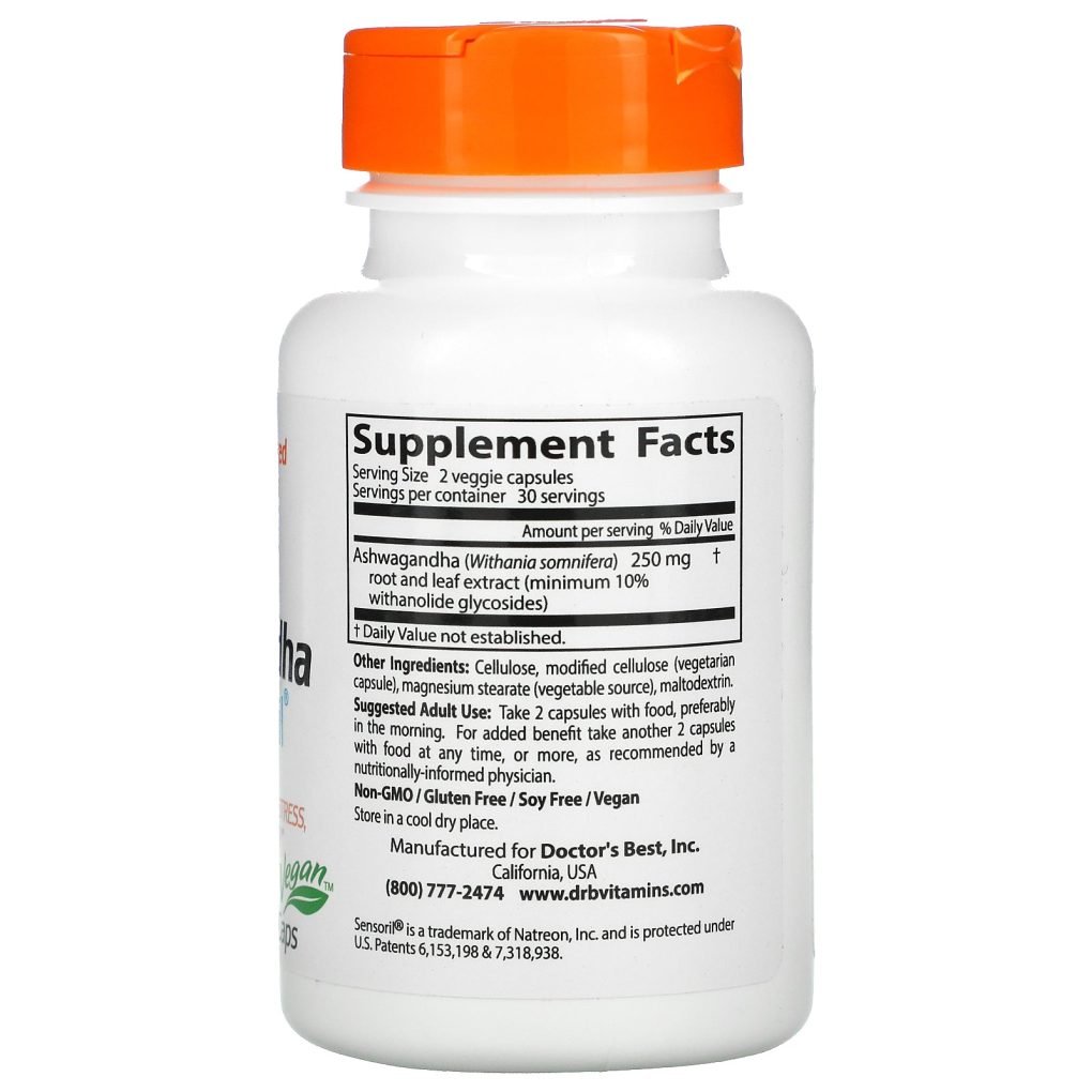 Doctor's Best, Ashwagandha with Sensoril, 125 mg, 60 Veggie Caps - Image 2