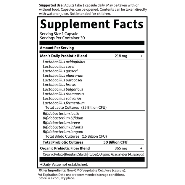 Dr. Formulated Probiotics Once Daily Men's Shelf-Stable - 30 Capsules - Image 3