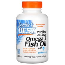 Doctor's Best Purified & Clear Omega 3 Fish Oil with Goldenomega, 1,000 mg, 120 Marine Softgels