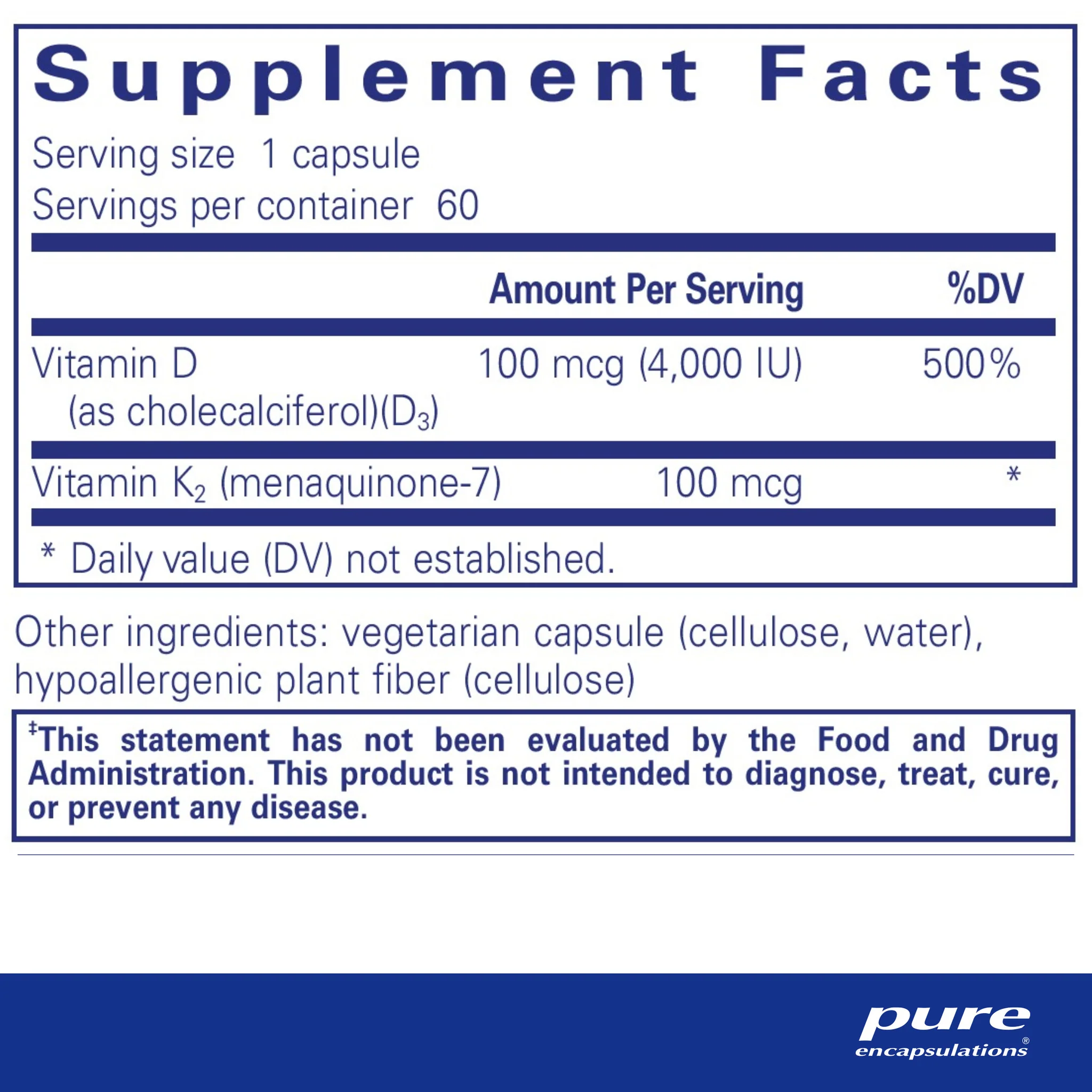 Pure encapsulations®Vitamin D3 & K2 - Image 2