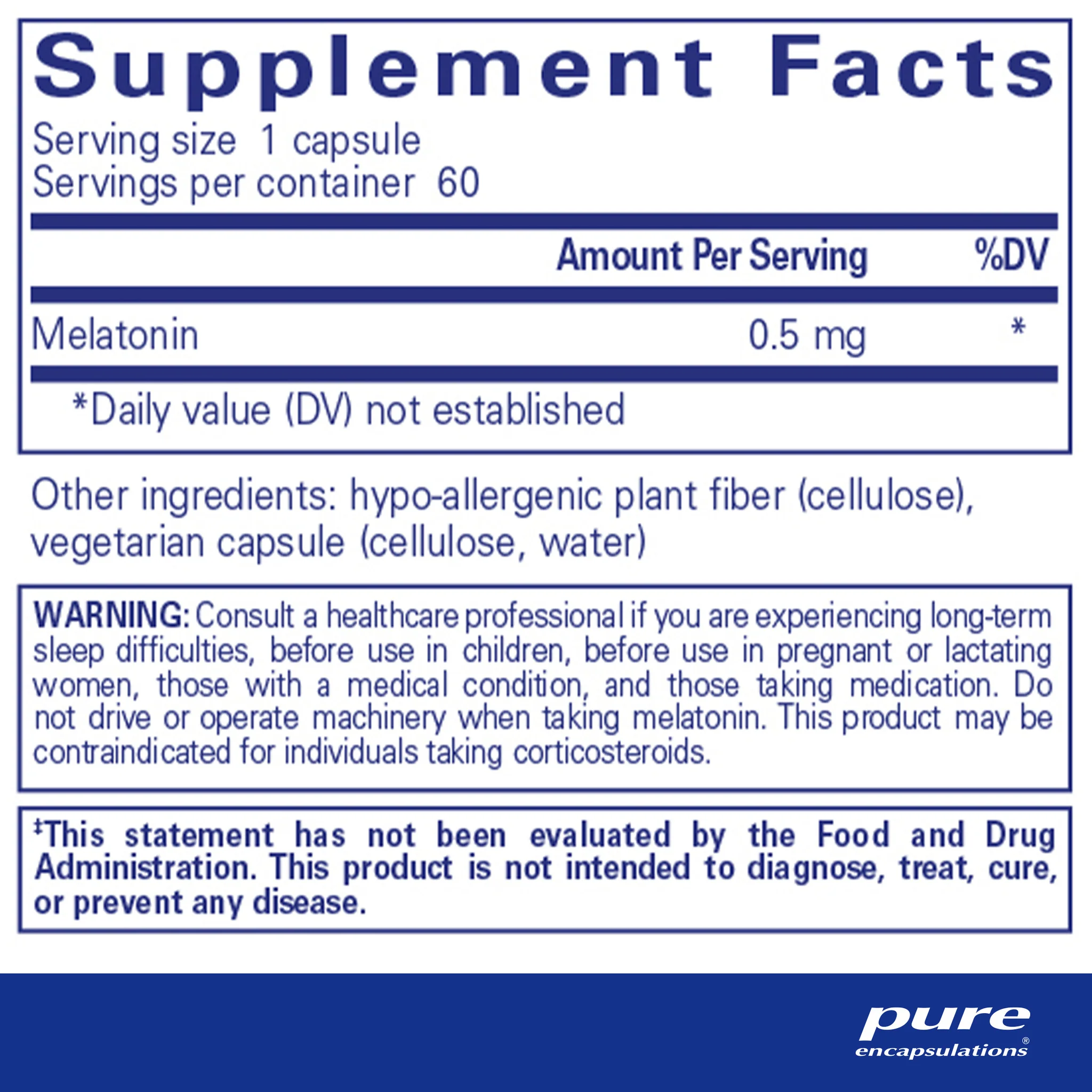 Pure encapsulations®Melatonin 0.5 mg - Image 2