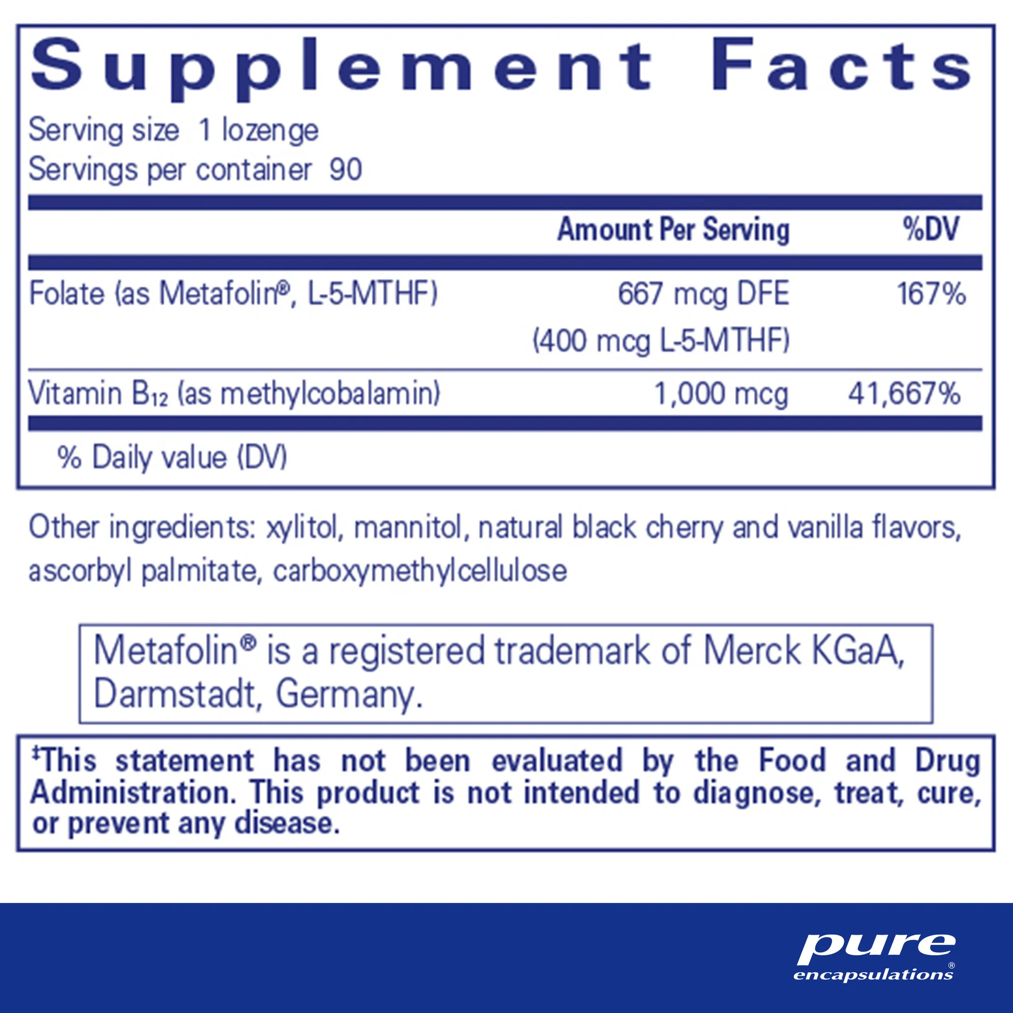 Pure encapsulations®PureMelt B12 Folate 90 Lozenges - Image 2