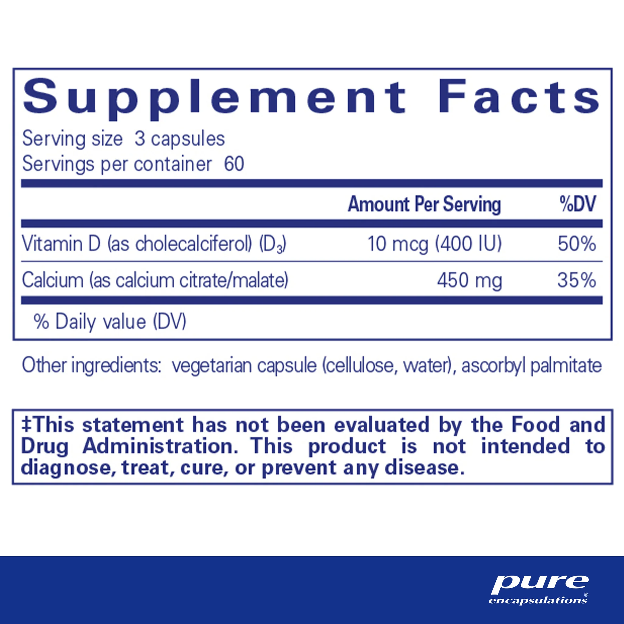 Pure encapsulations®Calcium with Vitamin D3 180 Capsules - Image 2