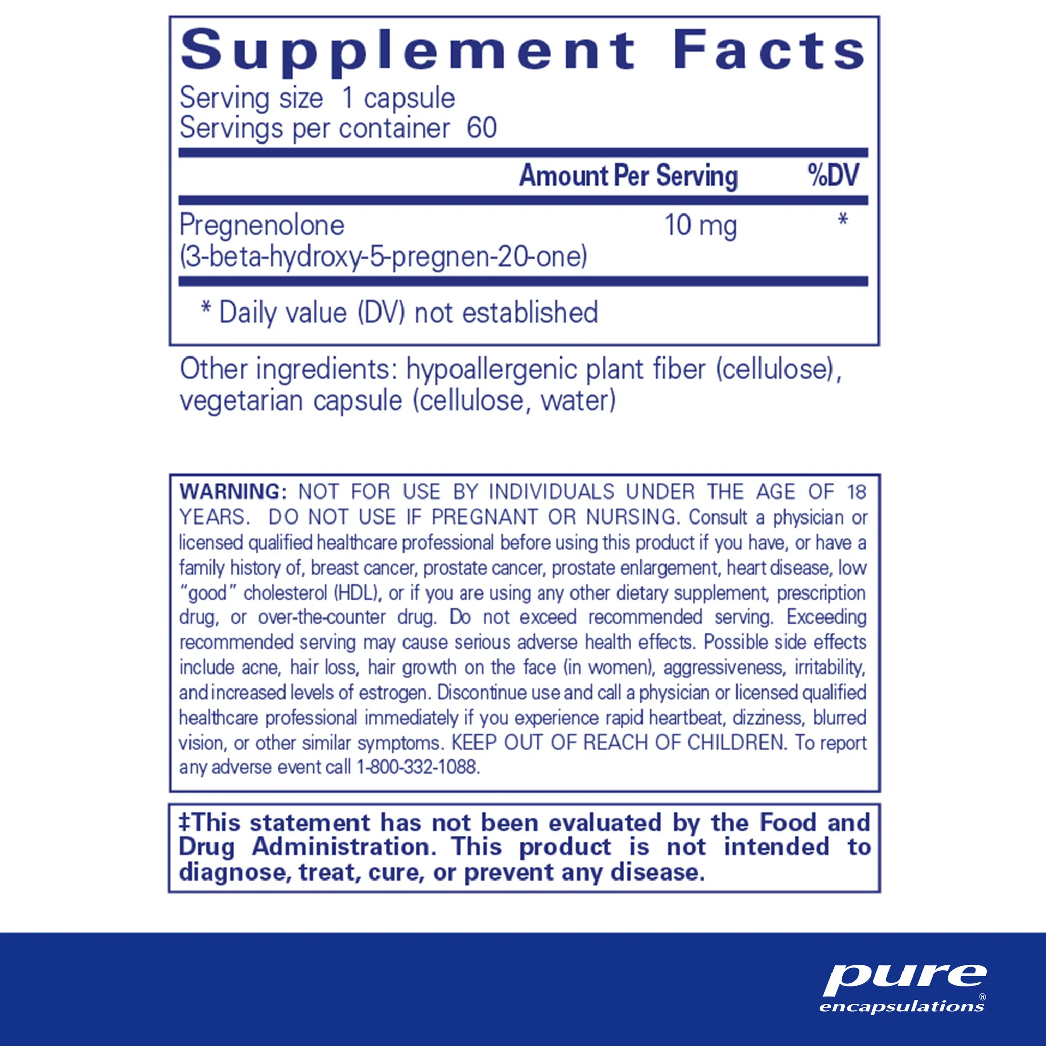 Pure encapsulations®Pregnenolone 10 mg - Image 2