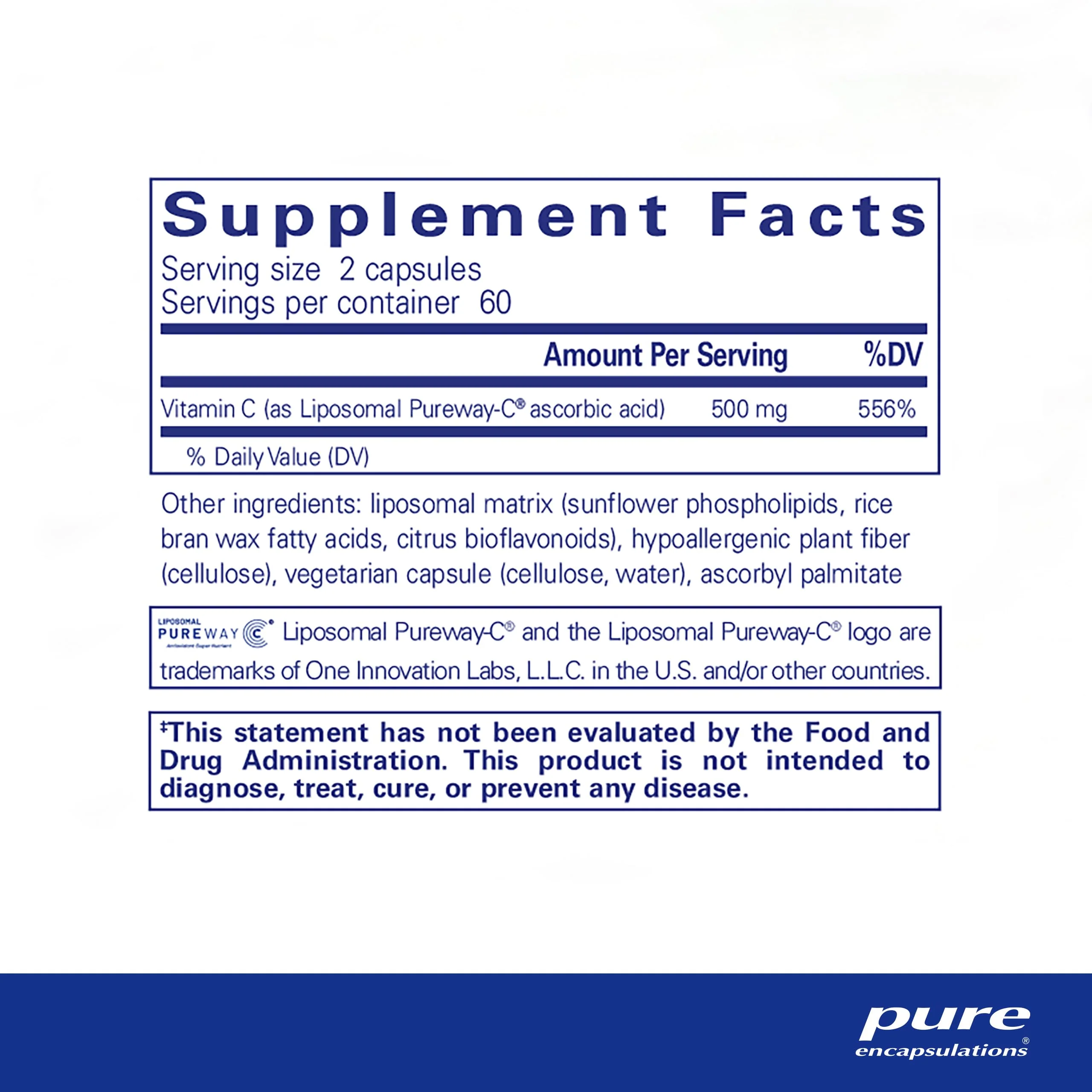 Pure encapsulations®Liposomal Vitamin C 120 Capsules - Image 2