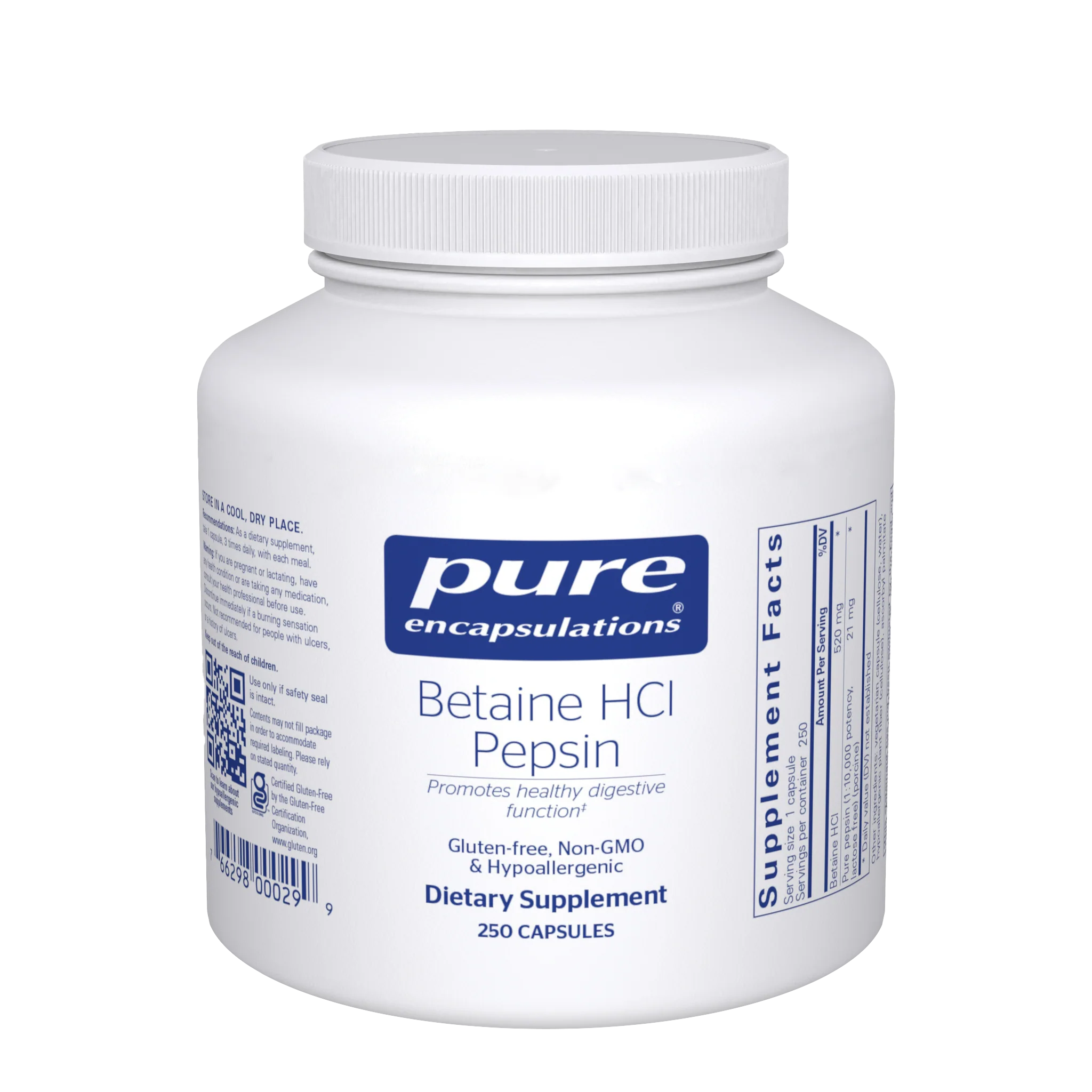 Pure encapsulations®Betaine HCl Pepsin 250 Capsules