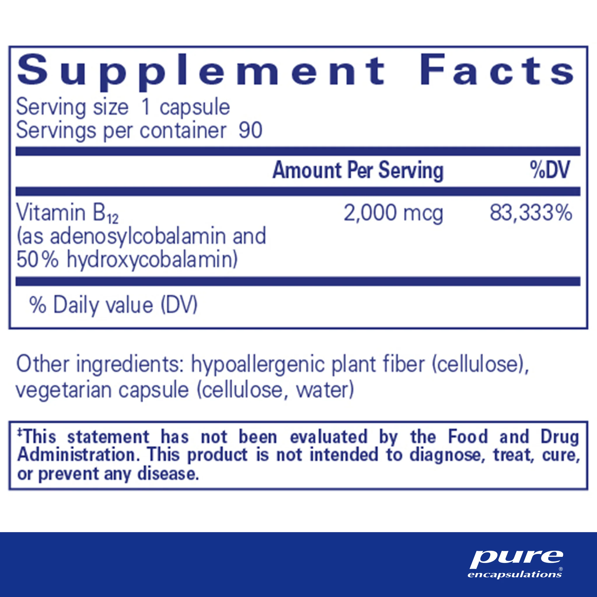 Pure encapsulations®Adenosyl/Hydroxy B12- 90 Capsules - Image 2