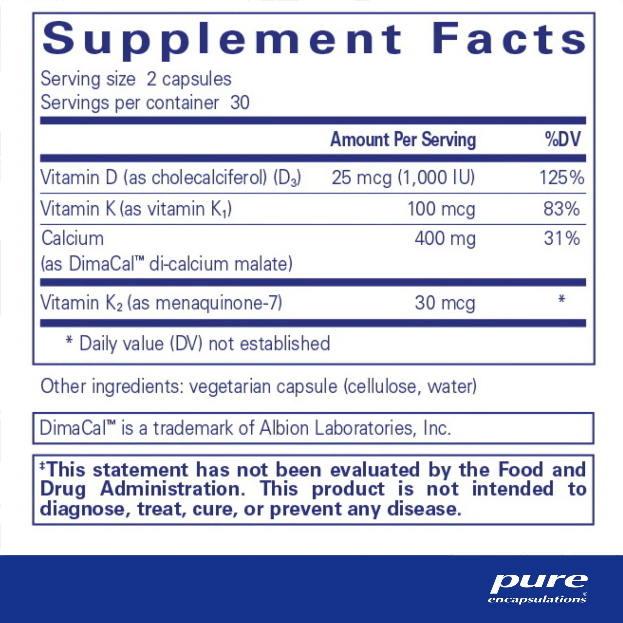 Pure encapsulations®Calcium K/D 180 Capsules - Image 2