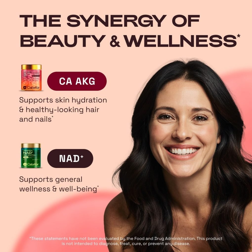 NAD+ Supplement & Ca-AKG Complex - Liposomal NAD+ Supplement with Resveratrol (60 Capsules) & Ca-AKG, MSM, Hyaluronic Acid & Biotin Beauty Complex (90 Capsules) – Third-Party Tested - Image 6