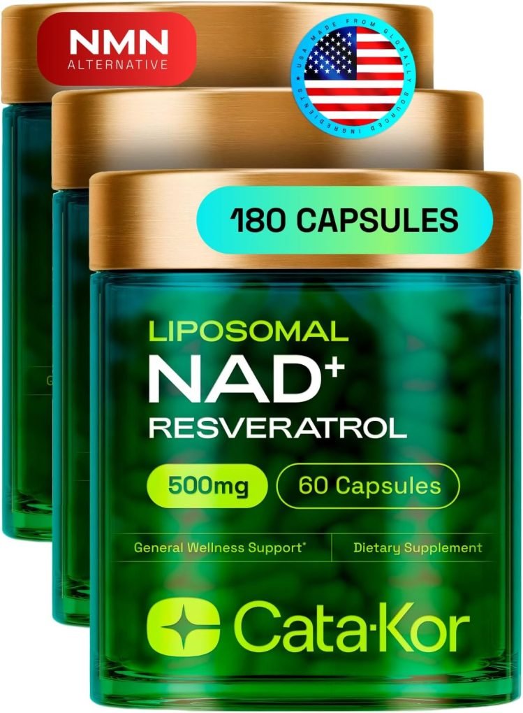 Liposomal NAD Supplement with Resveratrol – NMN Supplement Alternative – 90-Day Supply – Third-Party Tested – 180 Capsules – Advanced NAD+ Resveratrol - Pack of 3