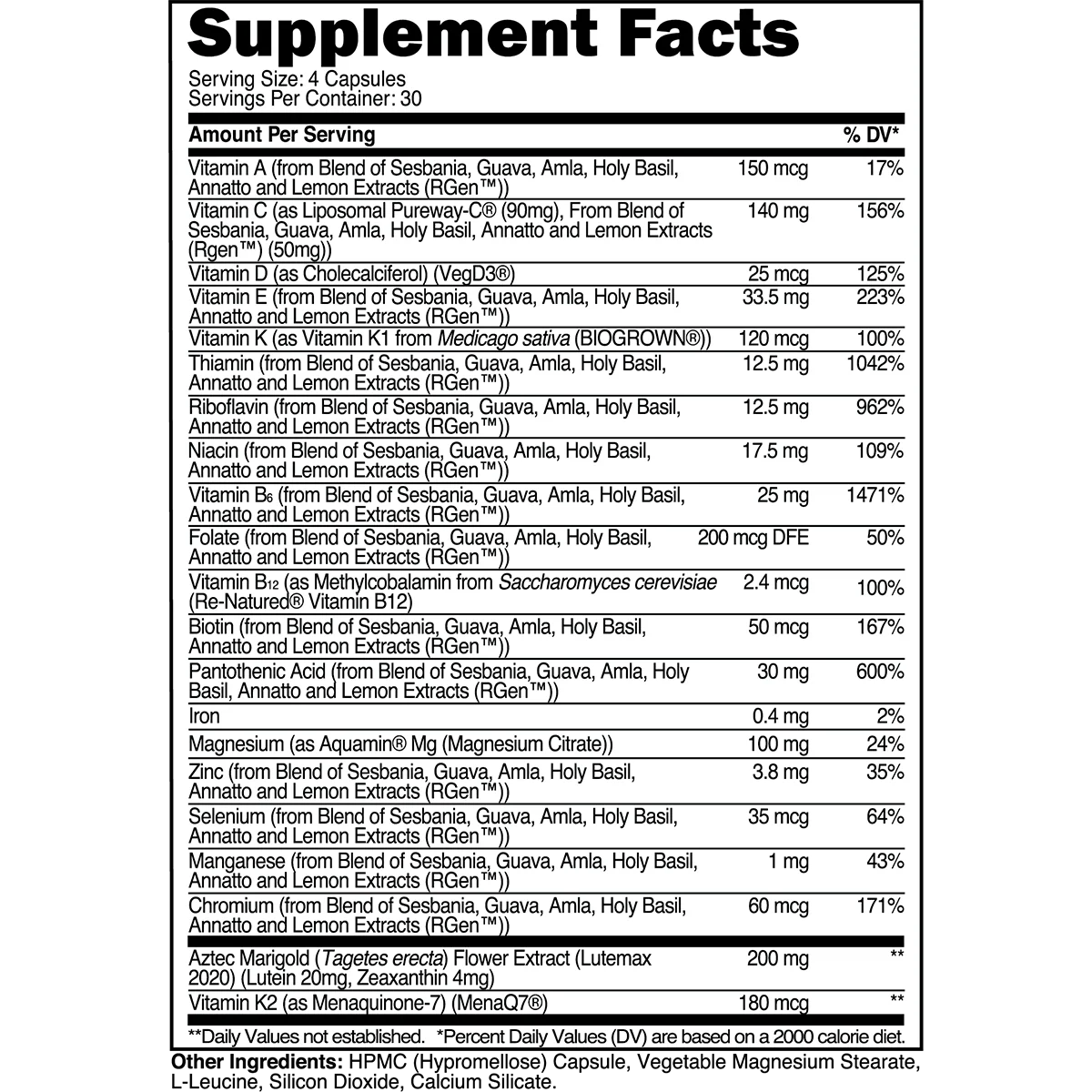 transparent labs Multivitamin Supplement 30 Servings - Image 2
