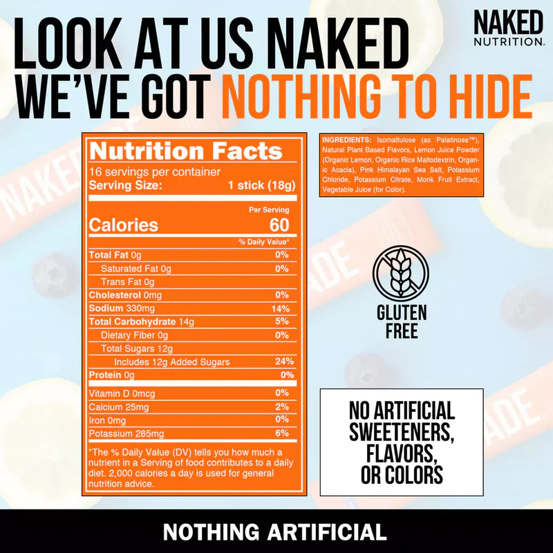 Naked Nutrition Electrolytes Powder Packets - Blueberry Lemonade - Image 2