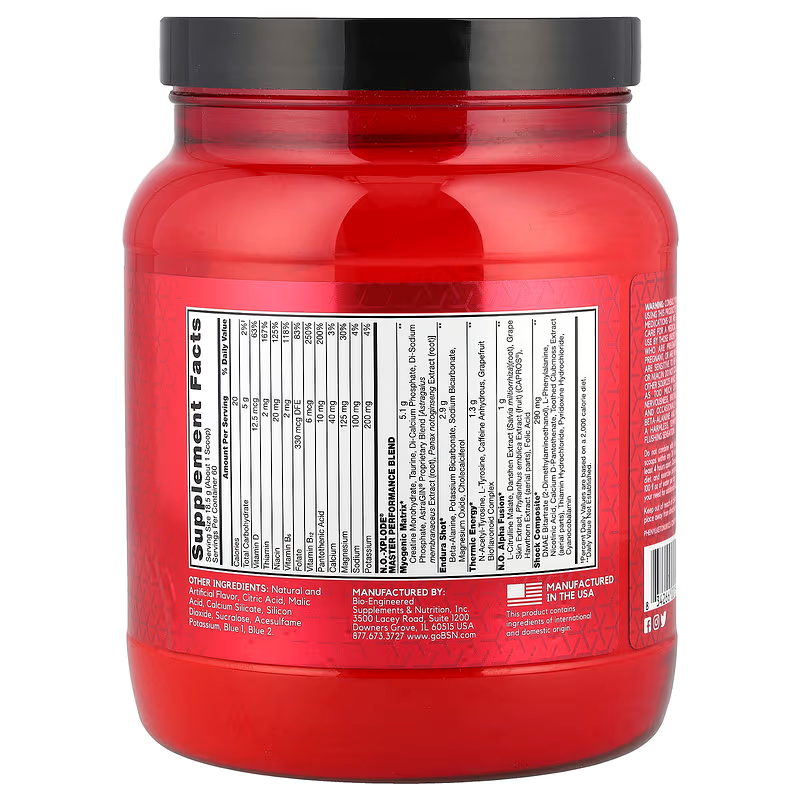 BSN, N.O.-Xplode®, Legendary Pre-Workout, Blue Raz, 2.45 lb (1.11 kg) - Image 2