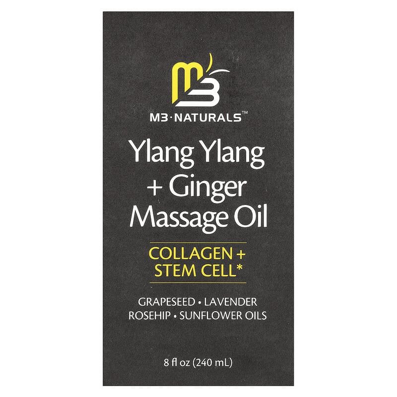 M3, Ylang Ylang + Ginger Massage Oil, 8 fl oz (240 ml) - Image 2