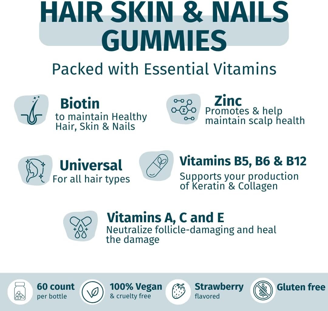 WEEM Gummies Health Bundle - 3 Pack: Apple Cider Vinegar, Hair Skin and Nails & Immune Support- Natural, Vegan - Gluten Free - Image 3