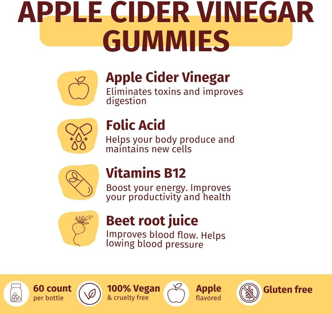 WEEM Gummies Health Bundle - 3 Pack: Apple Cider Vinegar, Hair Skin and Nails & Immune Support- Natural, Vegan - Gluten Free - Image 2