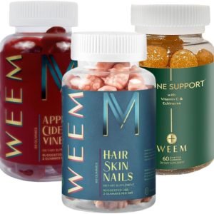 WEEM Gummies Health Bundle - 3 Pack: Apple Cider Vinegar, Hair Skin and Nails & Immune Support- Natural, Vegan - Gluten Free