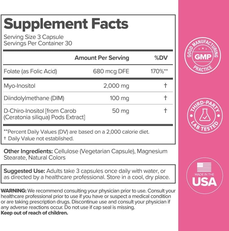 O Positiv FLO Ovarian Health Support - Hormone Balance for Women, Supplement with DIM, Myo & D-Chiro Inositol, Folic Acid - Supports Healthy Ovulation, Cycle Regularity - 30 Servings - Image 5