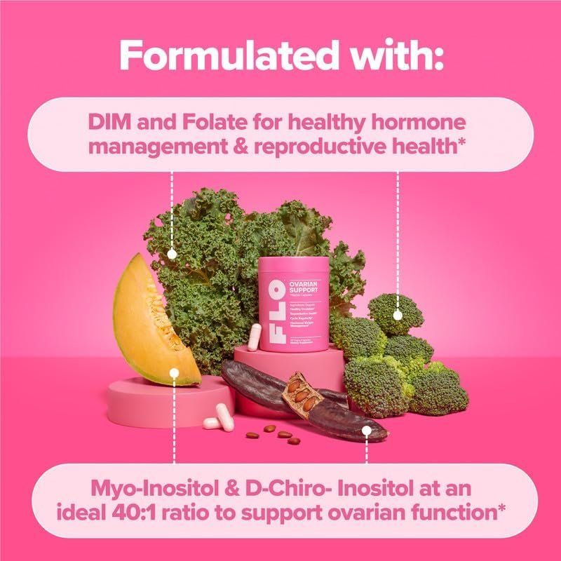 O Positiv FLO Ovarian Health Support - Hormone Balance for Women, Supplement with DIM, Myo & D-Chiro Inositol, Folic Acid - Supports Healthy Ovulation, Cycle Regularity - 30 Servings - Image 6