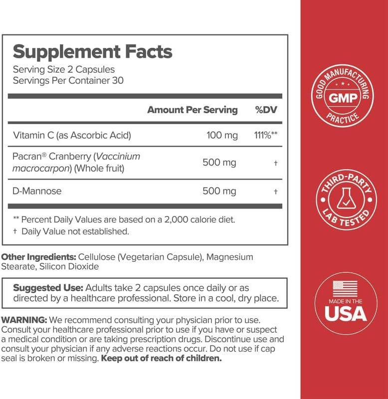O Positiv URO Urinary Tract Health Supplement for Women, 60 Count (Pack of 1) - Urinary Support Vitamins with Pacran Complete Cranberry Extract, D-Mannose, & Vitamin C - Vegan & Gluten-Free - Image 6