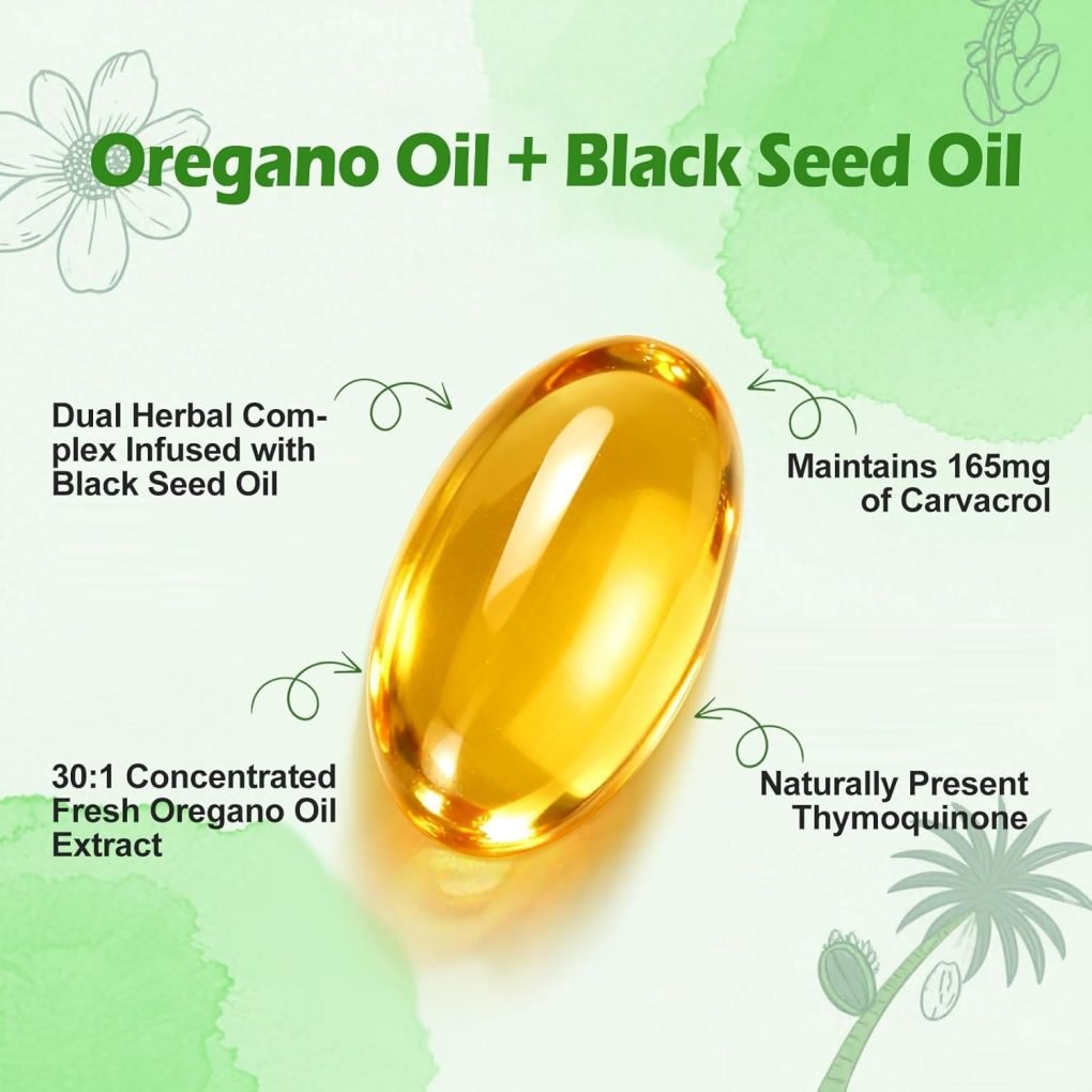Serene Herbs Oil of Oregano with Black Seed Oil, 90/280/560/840 Softgels, 9000mg Per Serving – 2-in-1 Oregano Supplement for Immune Health with High Carvacrol & Thymoquinone | Plant-Based, Non-GMO - Image 8