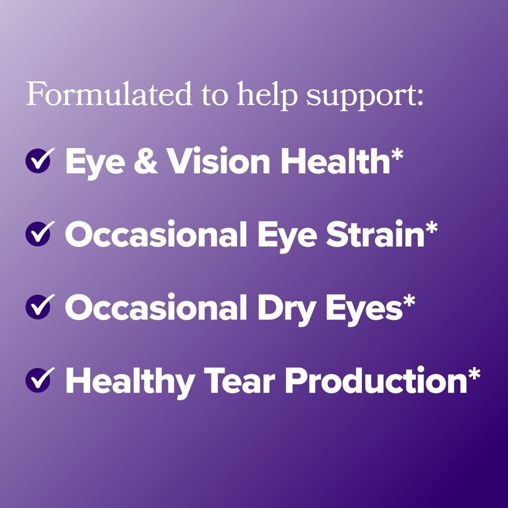 O Positiv MENO Eye Health Capsules – Daily Support for Eye Strain, Occasional Dryness & Healthy Tear Production – with Lutein, Zeaxanthin, Bilberry Extract, Vitamin A & Lycopene – 30 Servings - Image 2
