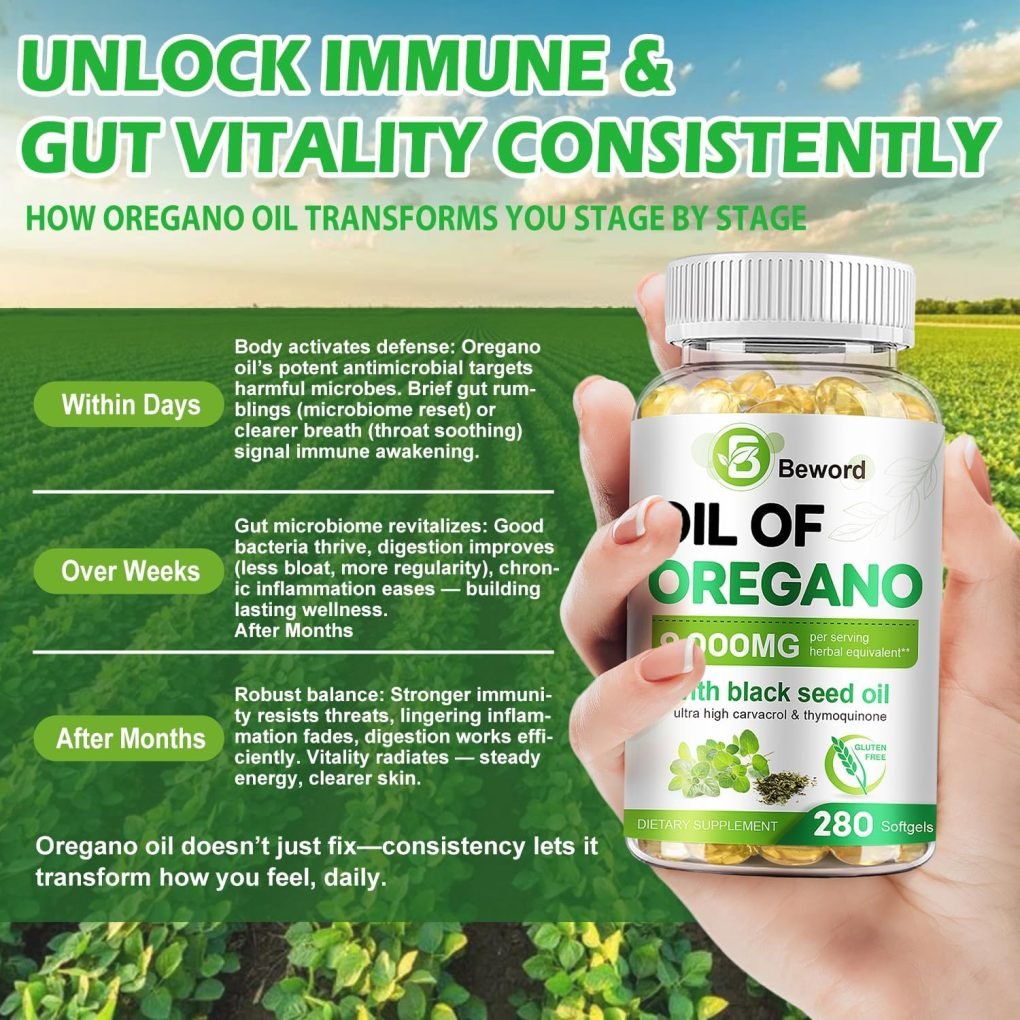 Serene Herbs Oil of Oregano with Black Seed Oil, 90/280/560/840 Softgels, 9000mg Per Serving – 2-in-1 Oregano Supplement for Immune Health with High Carvacrol & Thymoquinone | Plant-Based, Non-GMO - Image 6