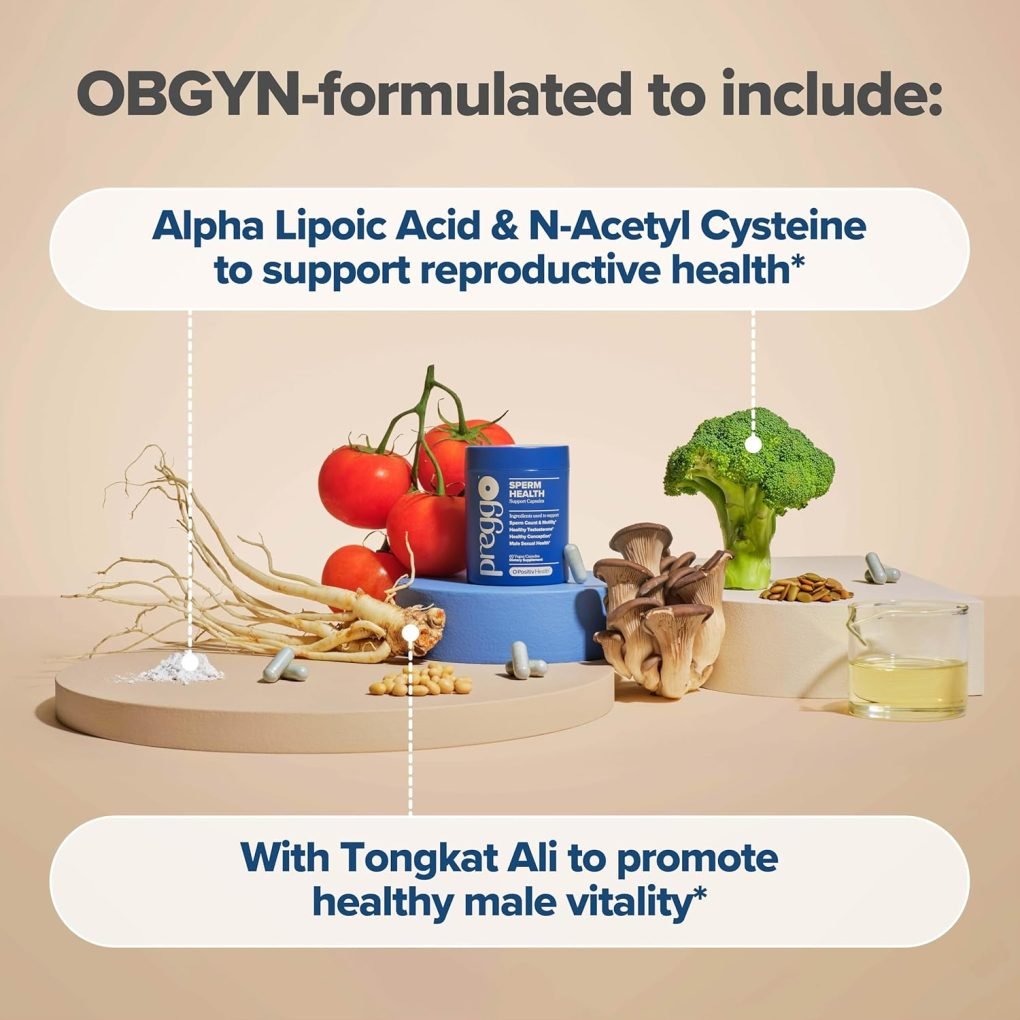 O Positiv Preggo Sperm Health Capsules for Men - OBGYN-Formulated for Improved Sperm Count & Motility with Tongkat Ali, NAC, Alpha Lipoic Acid – Male Reproductive Health, 60 Count (Pack of 1) - Image 8